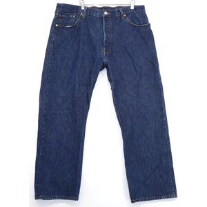 Levis 501 Mens Original Fit Jeans W42 L30 Dark Blue Denim